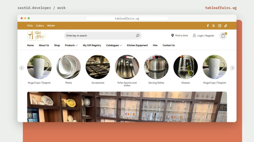 Homepage of tableaffairs.ug